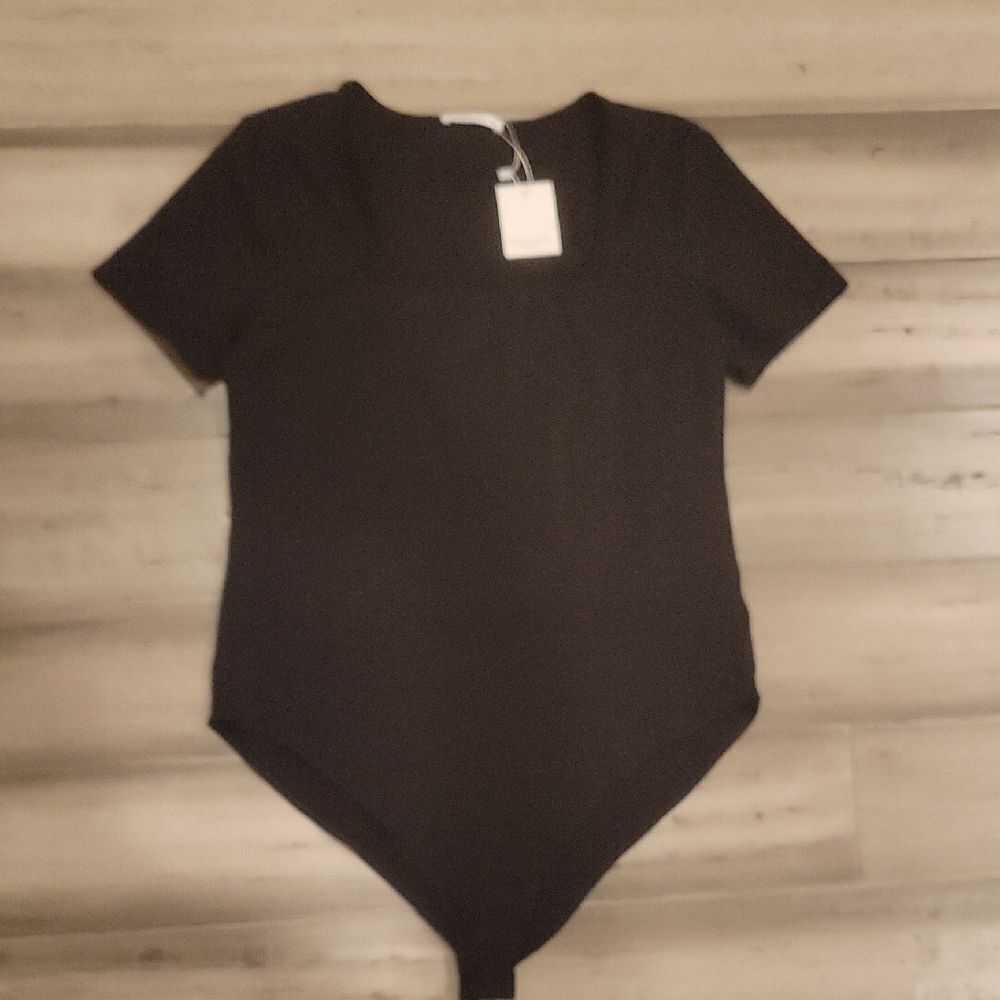 Mangopop Black Square Neck Bodysuit